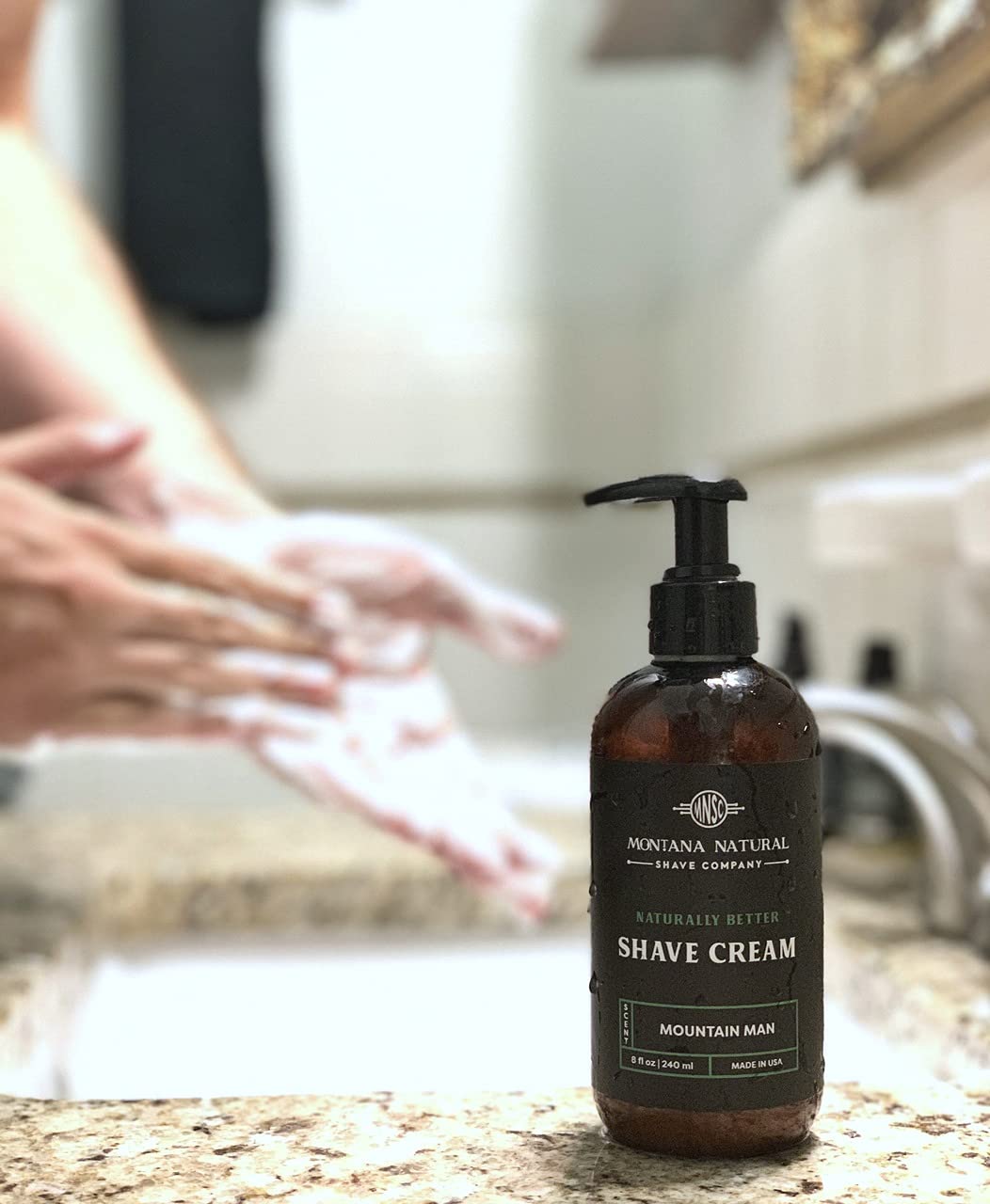 MNSC Wrangler Naturally Better Pump Shave Cream - Smooth, Hypoallergenic, All-Natural, & Handcrafted in USA