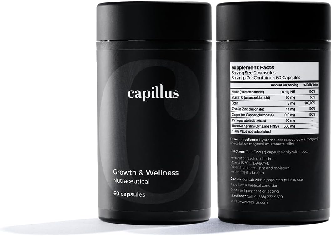 Capillus Hair Growth Vitamins for Women | Biotin & Keratin Supplements for Faster Hair Regrowth - 60 Capsules
