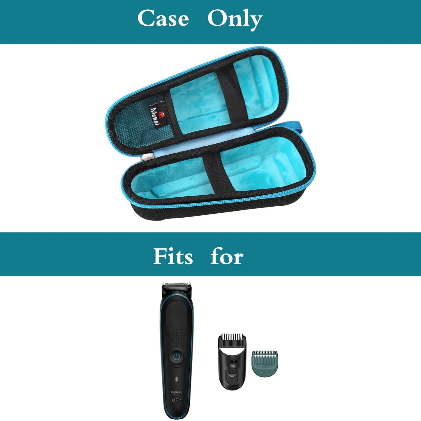Mchoi Hard Case Suitable for Gillette Intimate Men’s Manscape Pubic Hair Trimmer, Waterproof Shockproof Manscaping Body Groomer Protective Case, Case Only, Black