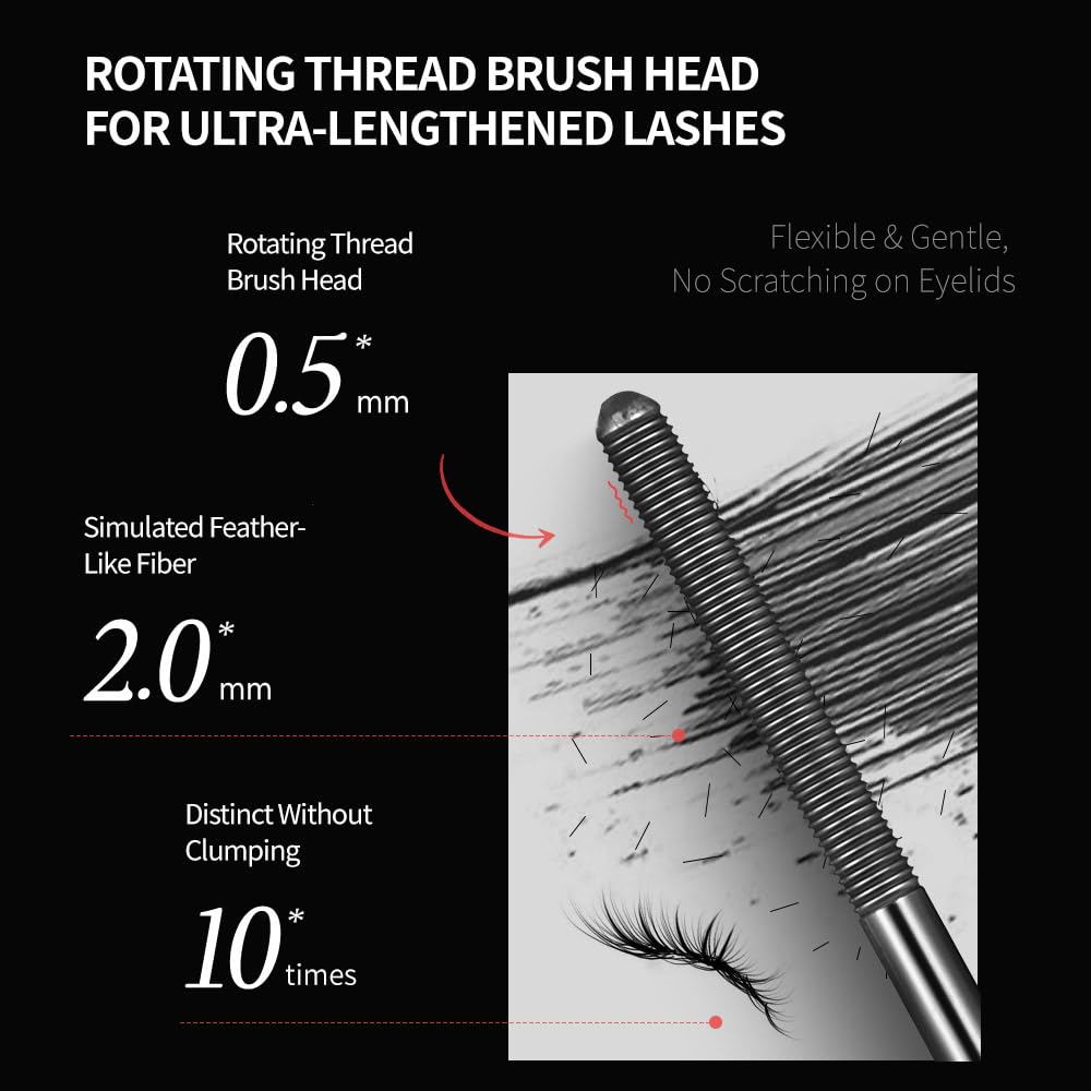 Metal Wand Mascara - Waterproof & Smudge-Proof 3D Curling, Volumizing Formula | Black, 2-Pack