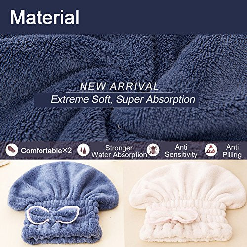 Jseng Microfiber Hair Drying Caps - Ultra Absorbent Turban Wraps for Women