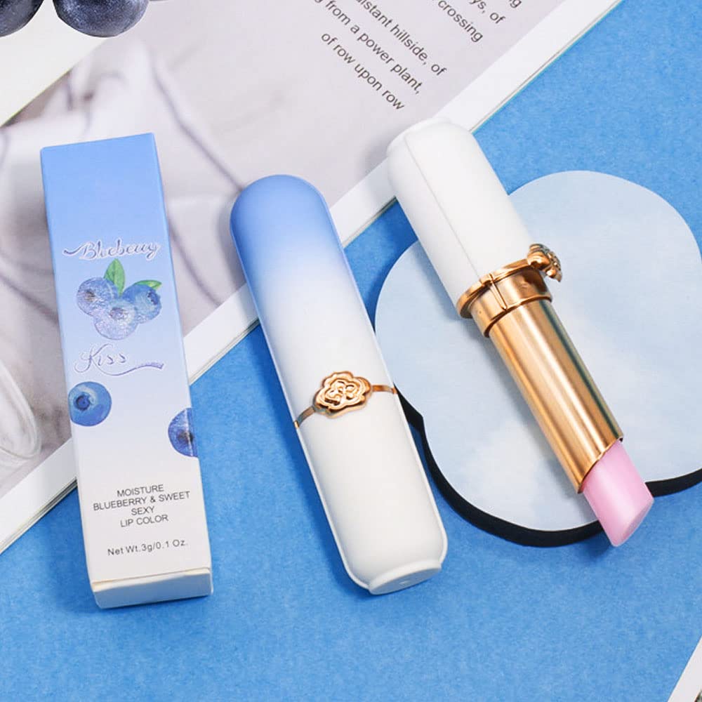 Blueberry Tinted Lip Balm Set - PH Color Changing Lipstick Balm for Women | Long-Lasting Light Pink Tint
