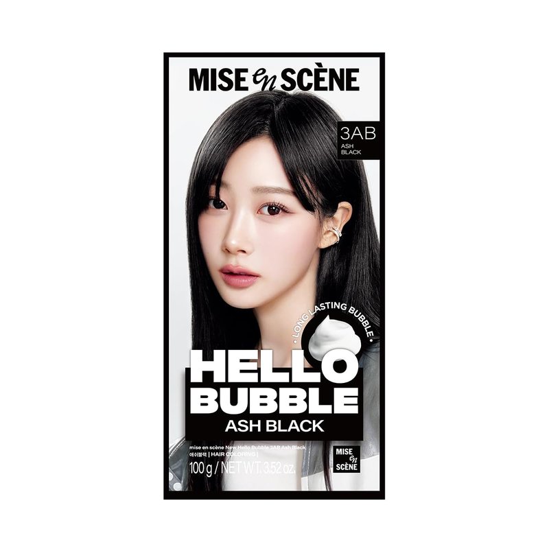 Hello Bubble Hair Color Dye Set - Ash Black (3AB) | Vibrant Korean Hair Color