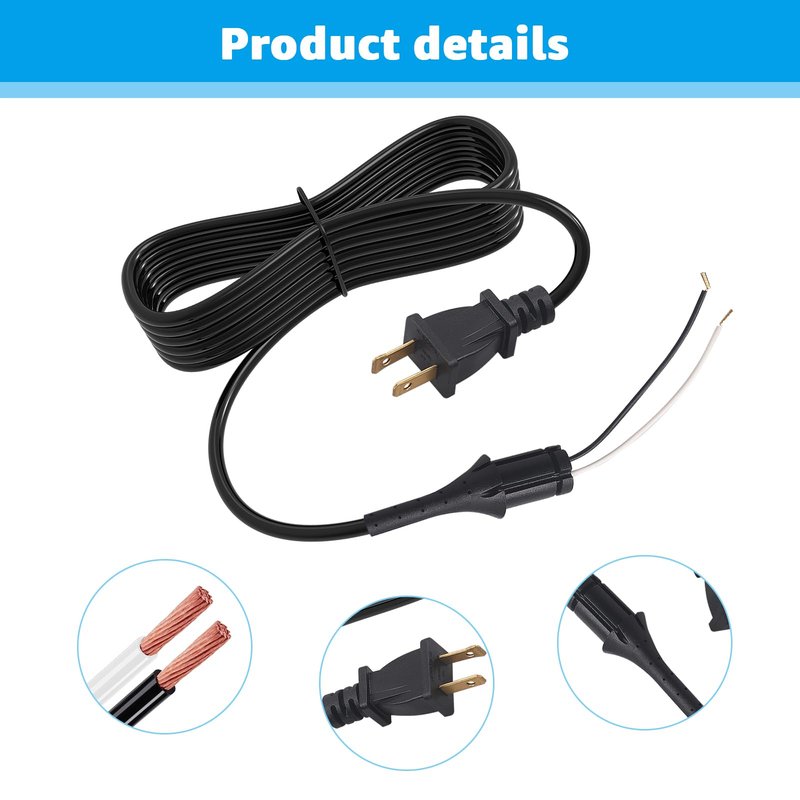 Replacement Power Cord for Andis Master Clipper- 2-Wire 8FT Professional Barber Cord for ML01557 Improved Master, ML01750 Phat Master, ML01690 Fade Master, ML01795 Black Master Clippers