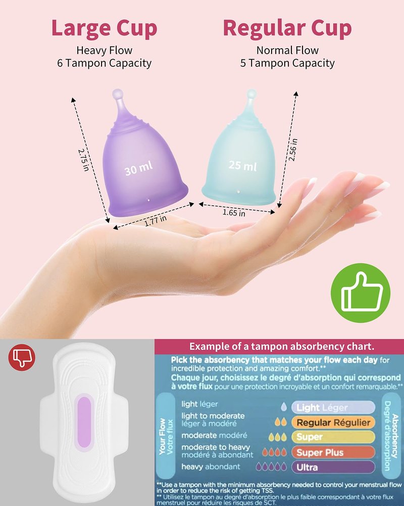 Menstrual Cup Steamer Sterilizer with 2 Reusable Menstrual Cups, Period Cups Cleaner Wash Kit