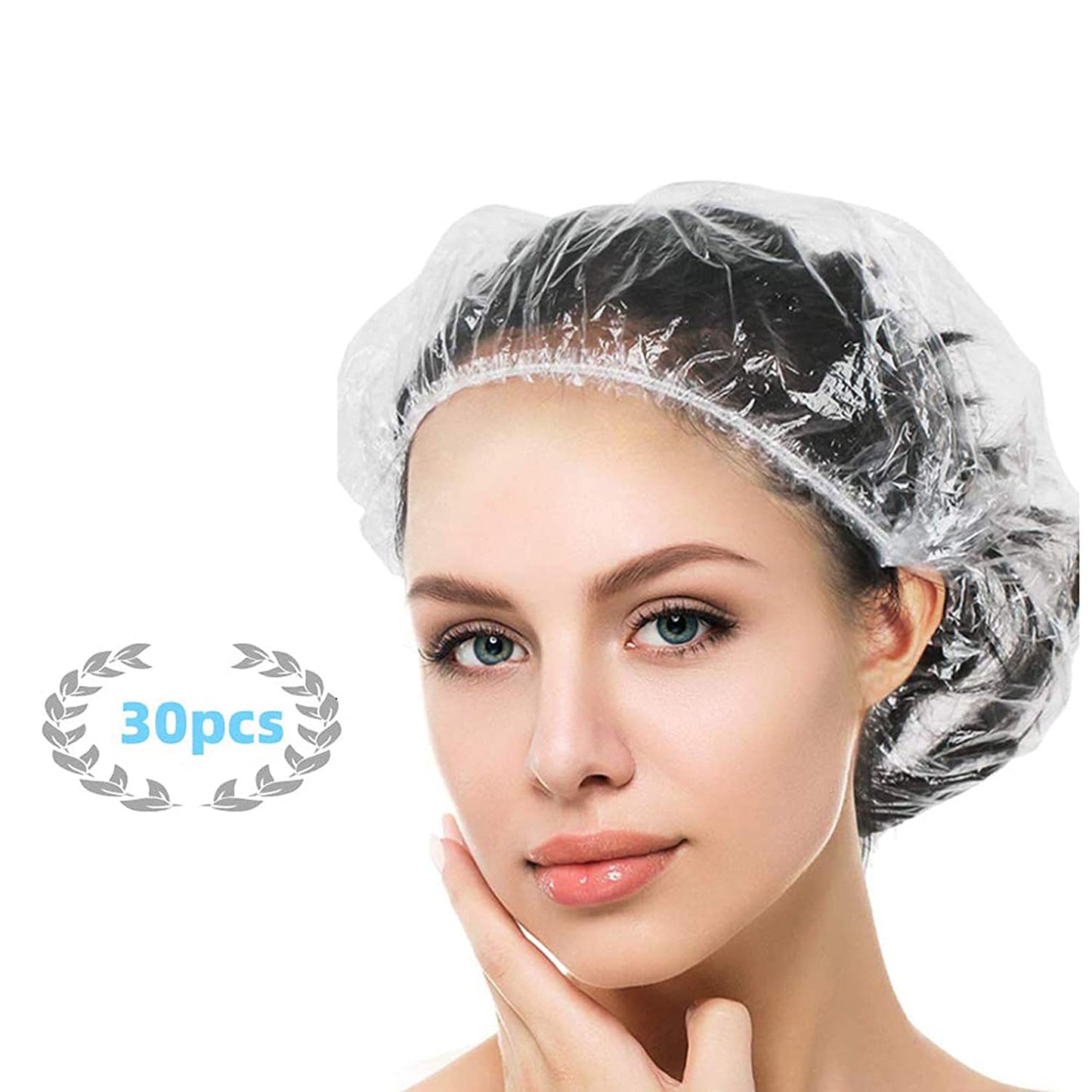 30PCS Disposable Shower Caps - Large Thick Waterproof Hair Covers for Women | 20.5" Clear Spa & Travel Use