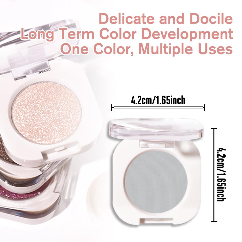 HHLTOH Dusty Grey Single Matte Eyeshadow Makeup, Neutral Powde Eye Shadow for Older Women, Smoky Gray Grey Matte Singles Eyeshadow Palette Pigmented Waterproof,Girls Monochrome Eyeshadows Gift 28