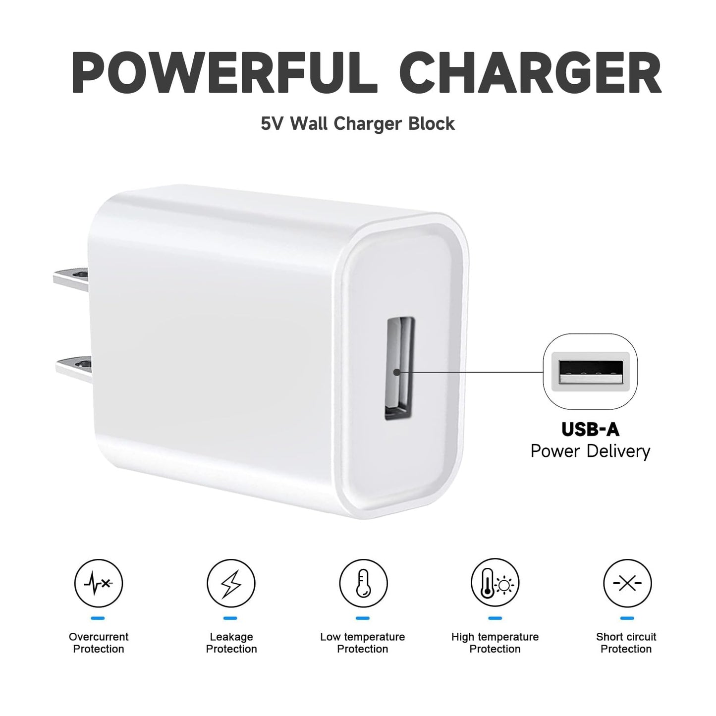 5V USB Wall Charging Block Adapter for Philips Sonicare 4100 3100, 2100, 1100 HX3681, HX3661, HX3641, Bitvae, 7AM2M Electric Toothbrush 5V Port USB Power Charger Block