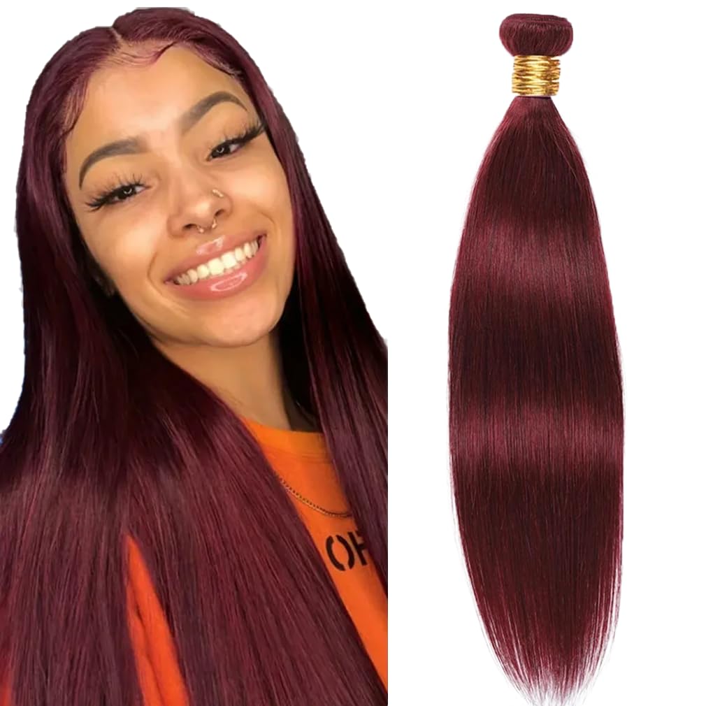 #99J Burgundy Bundles Human Hair Straight Bundles 14 Inch Wine Red Straight Bundle Unprocessed Brazilian Virgin Weave Hair 1 Bundle 50 Gram Per Bundle