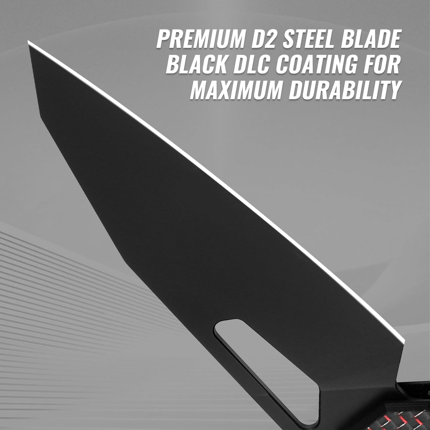 TACRAY Tarcus Folding Pocket Knife, 3.5" D2 Steel DLC Blade Carbon Fiber Overlay Handle, Lightweight EDC Knife with Crossbar Lock for Men and Women, Ideal for Camping, Hiking, and Survival