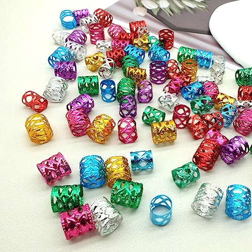 100PCS Multicolor Hair Rings for Braids & Dreadlocks - Adjustable Metal Cuffs