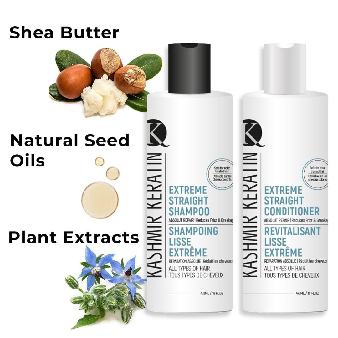 Kashmir Keratin Hair Care Kit - Extreme Straight & Conditioner | Smooth, Frizz-Free Hair