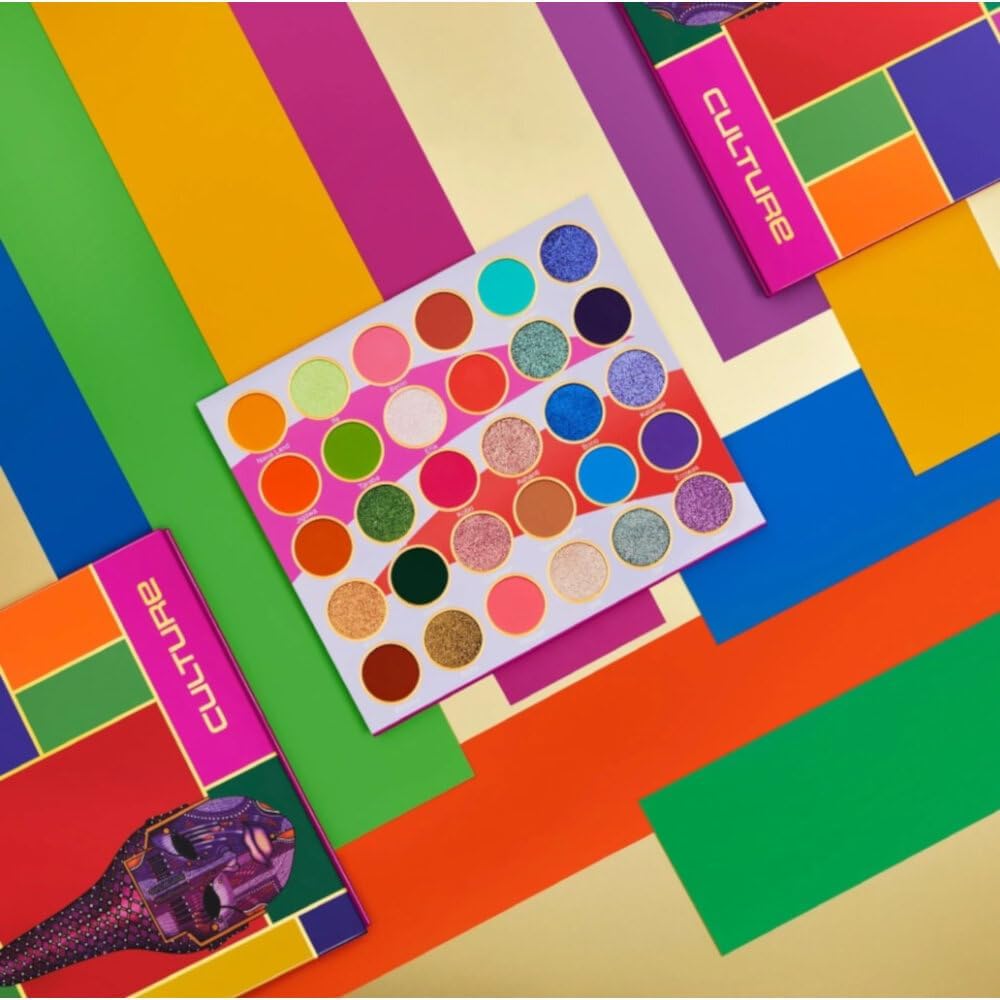 Juvia's Place Culture Palette - Vibrant 30-Color Eyeshadow Palette with Yellow, Green, Pink, Purple & Glitter Shades