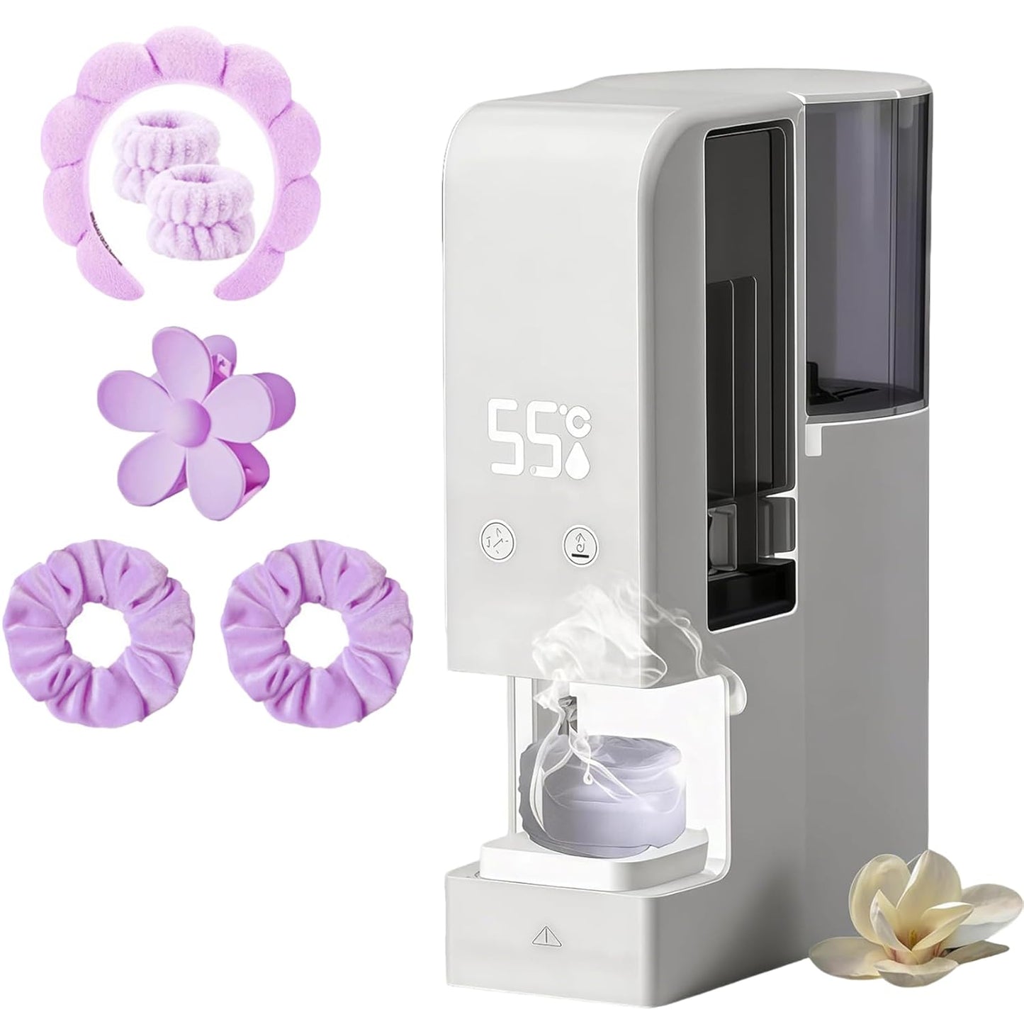 Fast Hot Towel Dispenser - 55℃ Silent Auto-Dry with Voice Alerts | Portable for Spa, Facial & Home Use