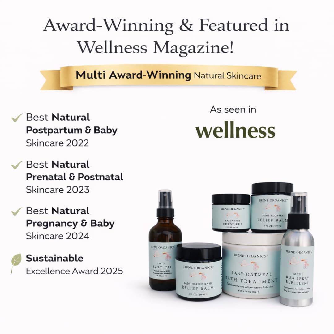 Irene Organics Baby Skincare Complete Routine Bundle – Colloidal Oatmeal Bath Soak, Eczema Relief Balm, Diaper Rash Balm & for Sensitive Skin, Newborns, Infants & Toddlers