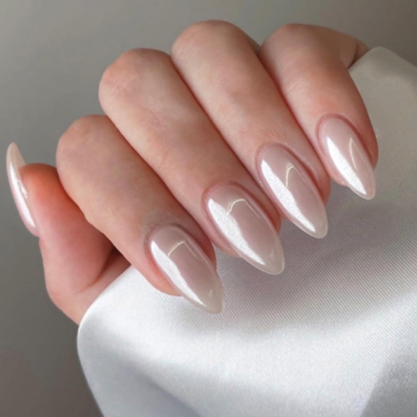 Press On Nails - Orange Almond Shape with Gold Glitter Swirl | 24 Pcs Acrylic Fake Nails for Women
