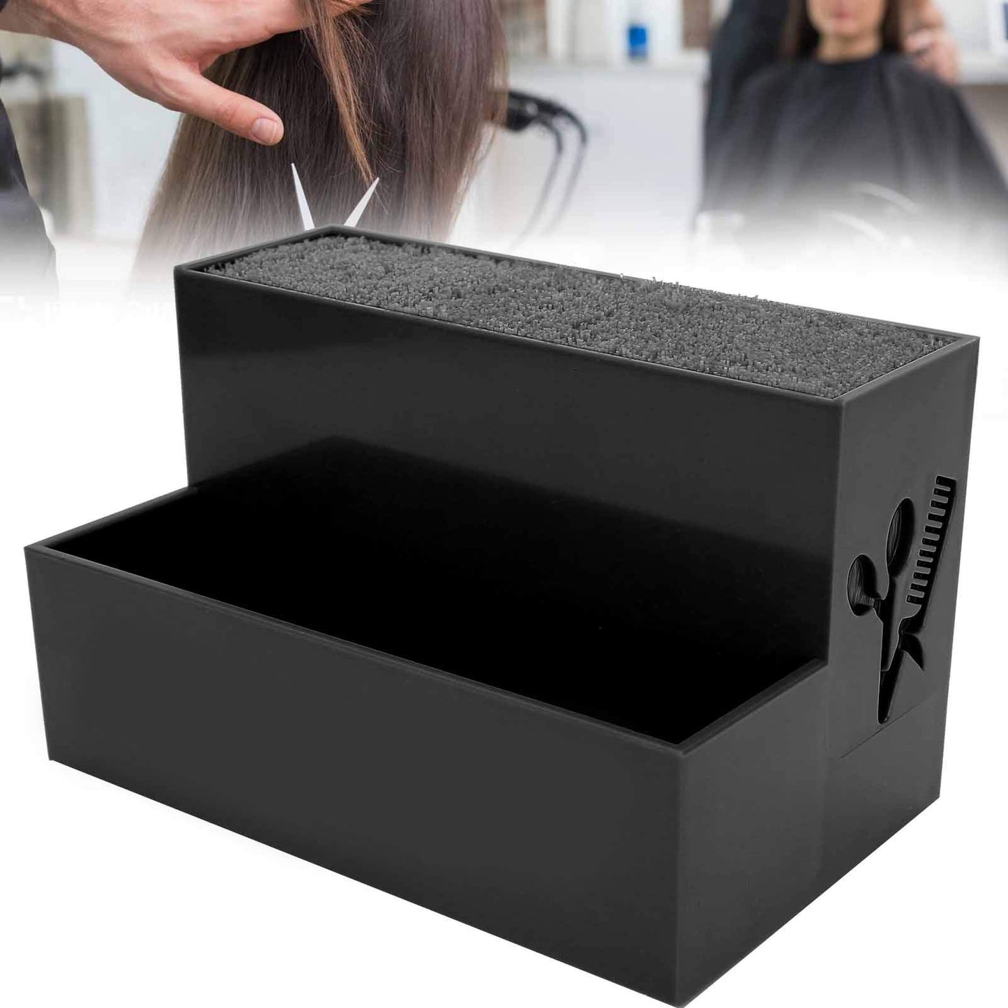 Niiyen Shear Holder Rack, Professional Salon Hairdressing Combs Clips Box Scissors Storage Box Organizer Case Barber Accessories, for Hair Stylist Office Home(Black)