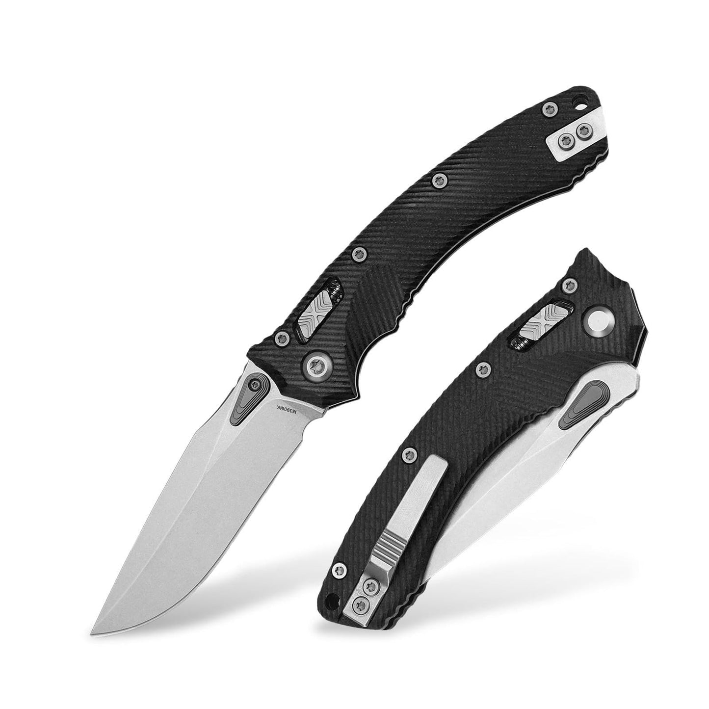 Folding Pocket Knife for Men, M390 3.7" Blade with G10 Handle and Crossbar Lock, EDC Knife for Camping, Hiking, and Outdoor Gifts for Him (Black)