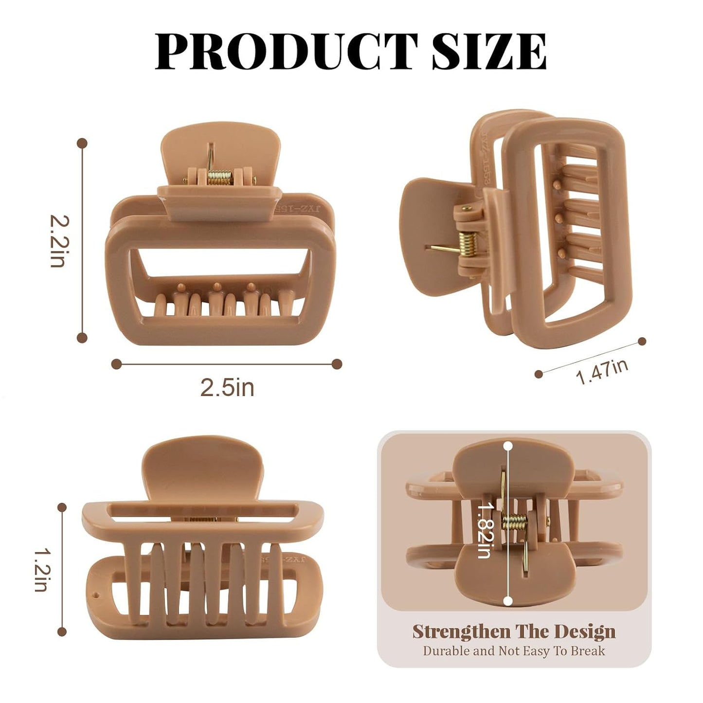 Small Square Silicone Hair Claw Clips - 5-Pack Mini Cloud Non-Slip Clamps for Women & Teens | 2.5 Inch, 5 Colors