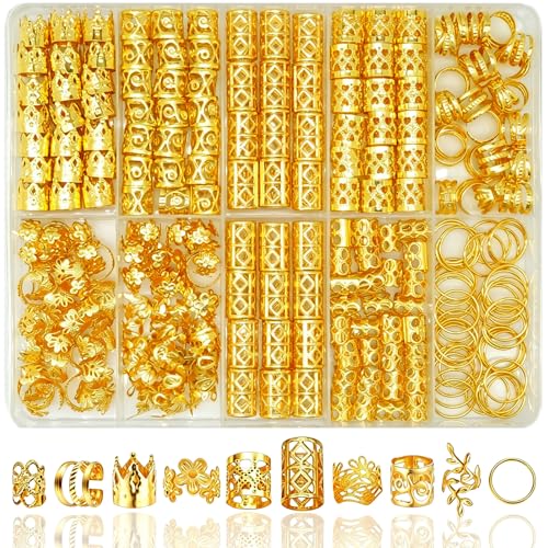 230 Pcs Adjustable Gold Hair Jewelry for Braids & Dreadlocks
