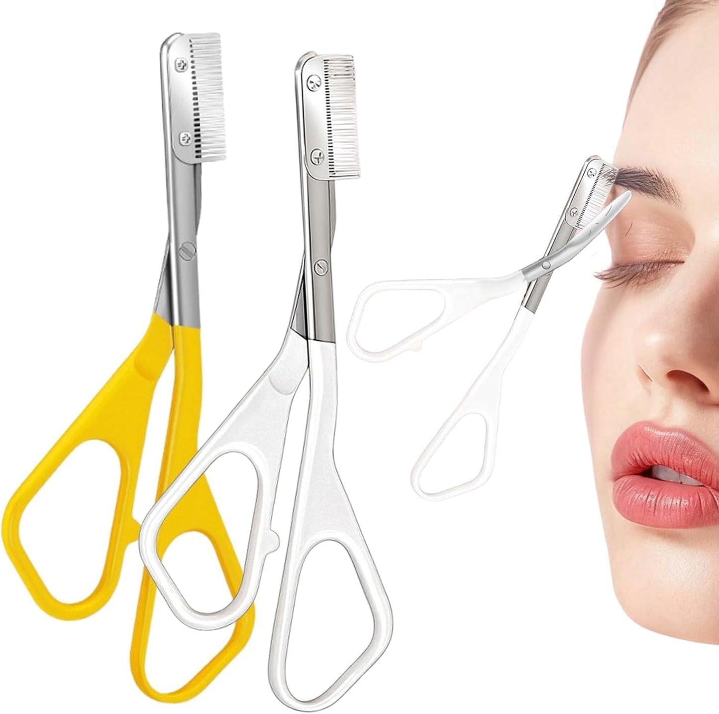 Precision Eyebrow Trimmer Scissor - 2025 Upgrade Grooming Kit | Portable Razor for Women (White)