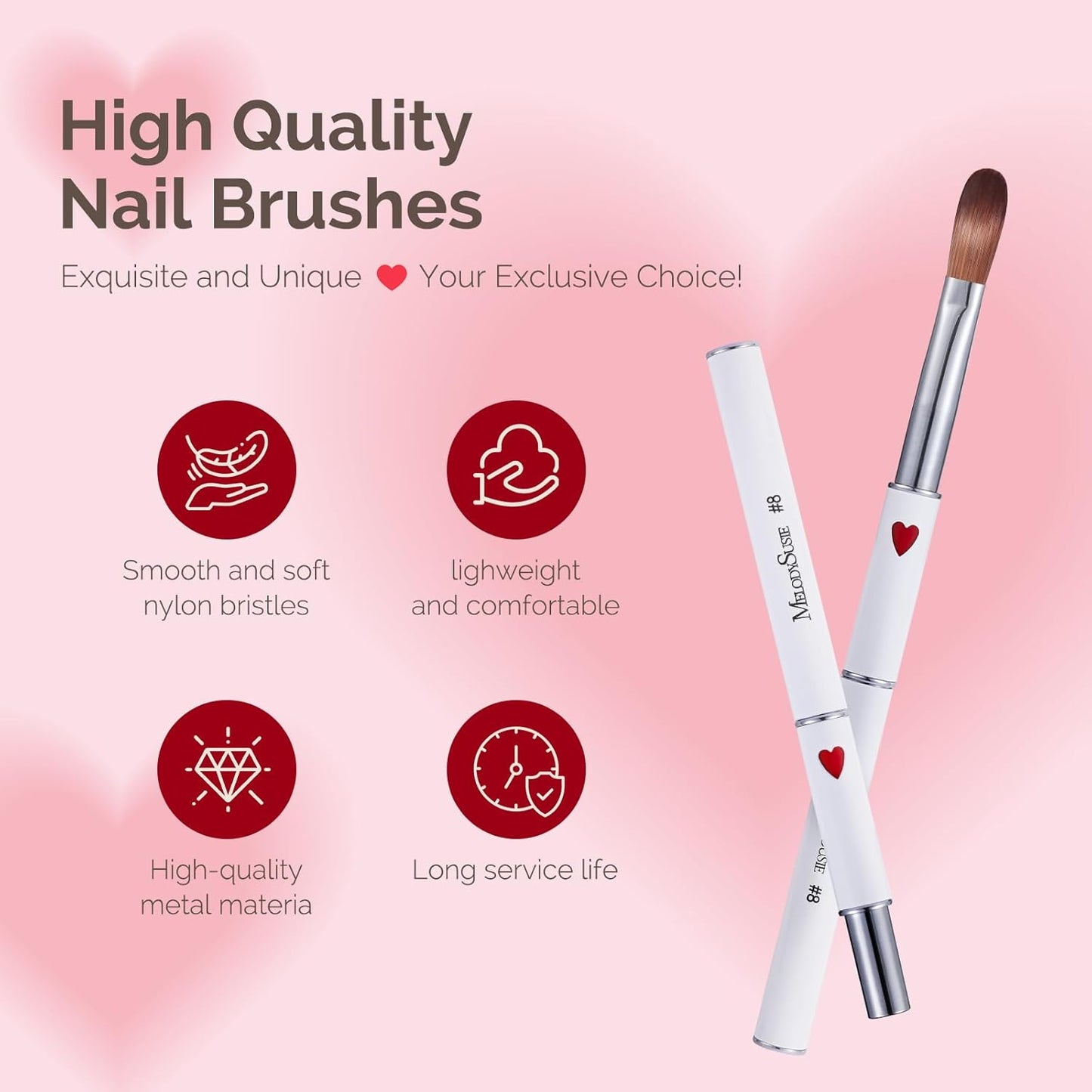 Acrylic Nail Brush Set - 4Pcs Size 8/12/14/16 for Acrylic Powder Extensions & 3D Carving | DIY Home Salon