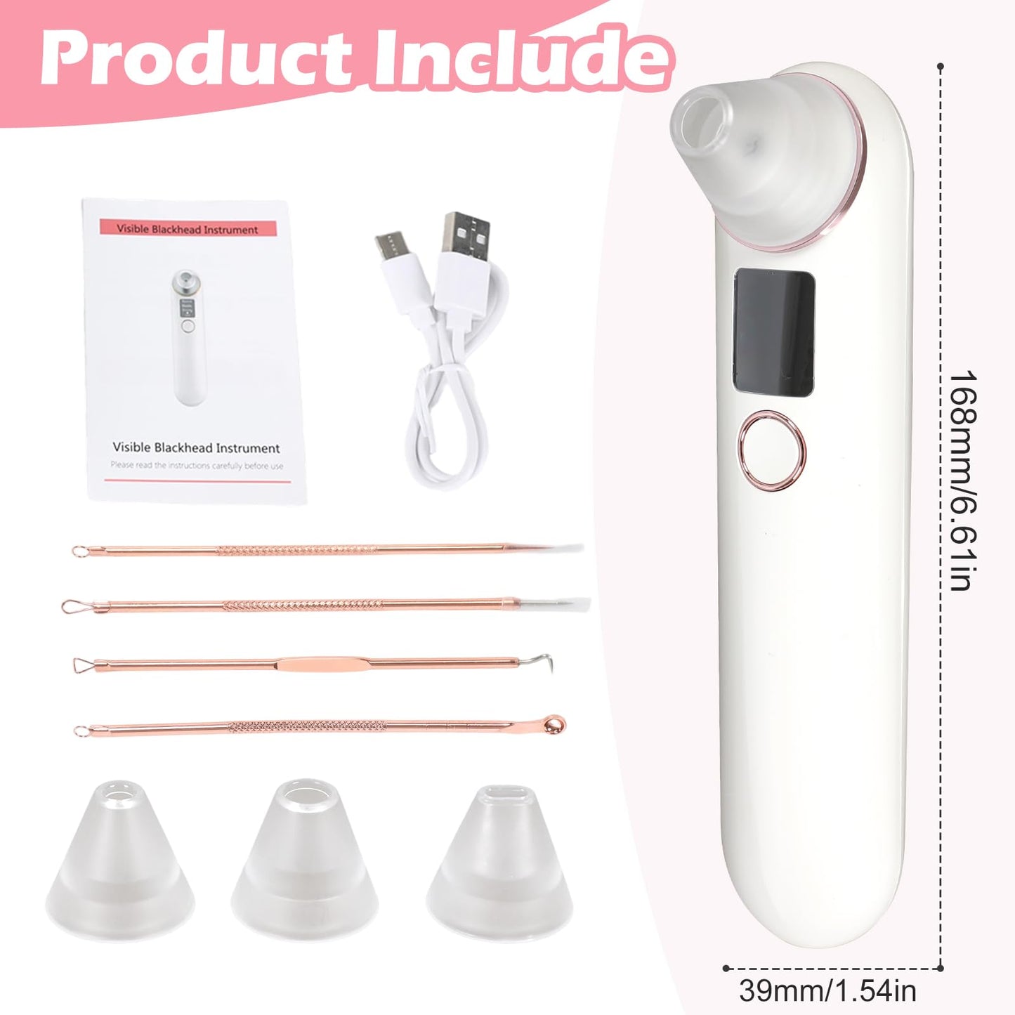2026 Upgrade Pore Vacuum with Camera for, USB Rechargeable Blackhead Remover Pore Vacuum, Blackhead Remover for Face with 3 Attachments & 3 Suction Levels, Face Vacuum Pore Cleanser for Women & Men