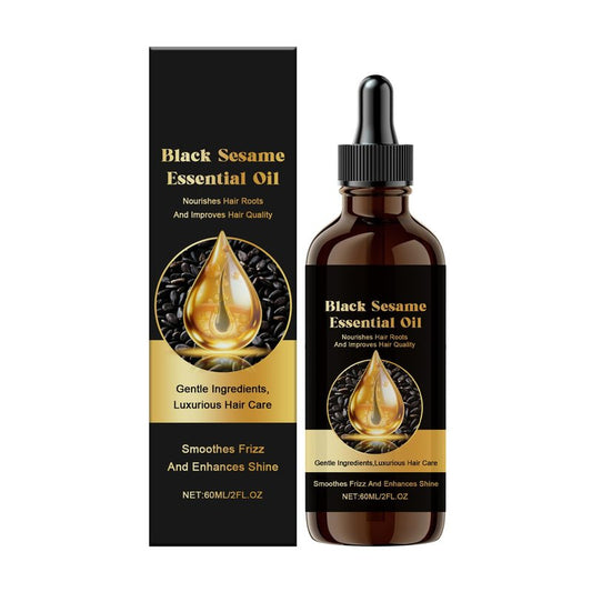 Black Sesame Hair Growth Oil, Volumizing and Moisturizing, Deep Nourishing Treatment for Dry Damaged Hair, Fuller Hair, Reduces Hair Loss & Breakage, All-Natural Formula, 2 fl oz