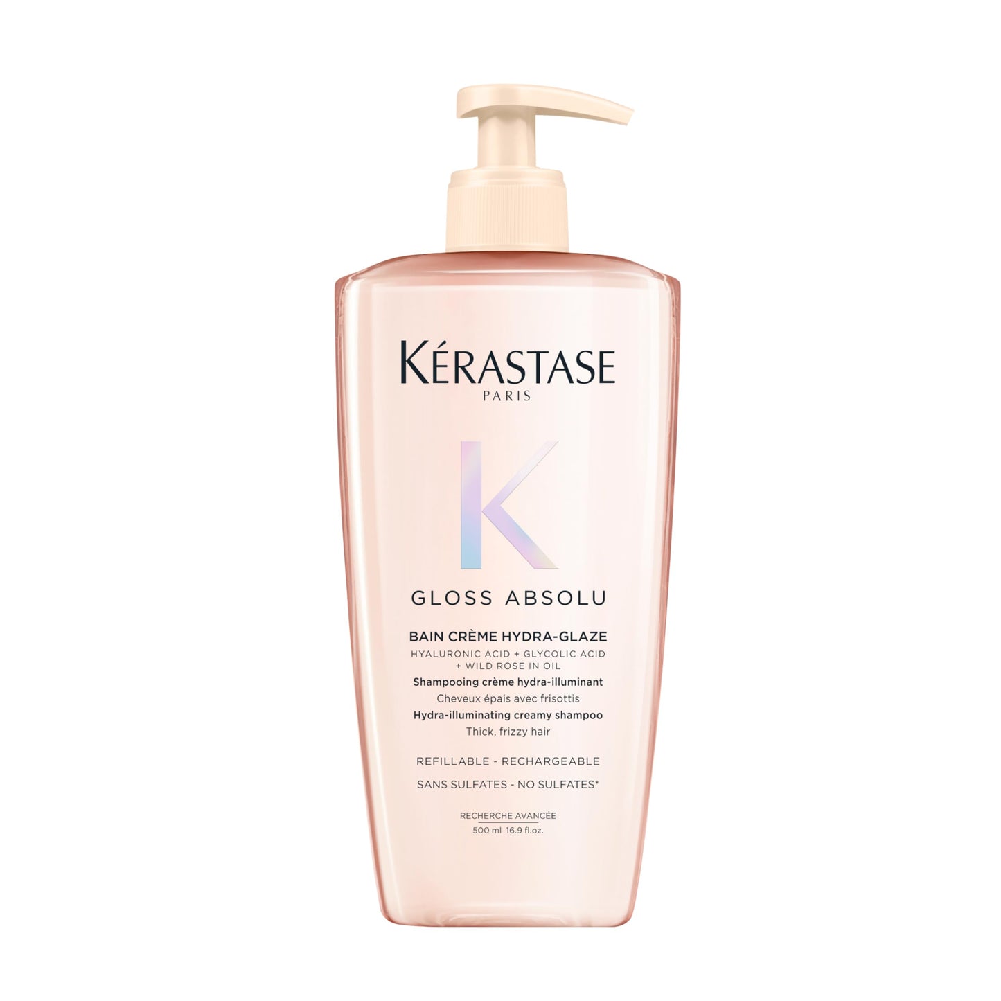 KÉRASTASE Gloss Absolu Bain Crème Hydra-Illuminating Creamy Refill Shampoo, Sulfate-Free Anti-Frizz Formula for Thick Frizzy Hair, for Shine and Smoothness with Hyaluronic Acid, 16.9 Fl Oz