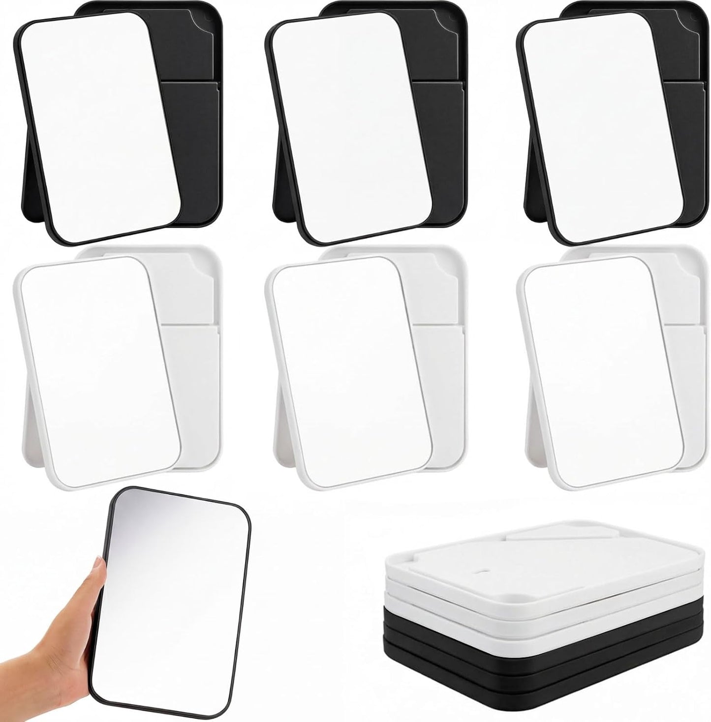 Cinnvoice 24 Pack Desktop Makeup Mirrors - 90° Adjustable Folding Vanity Mirrors | Portable for Travel & Spa (8")