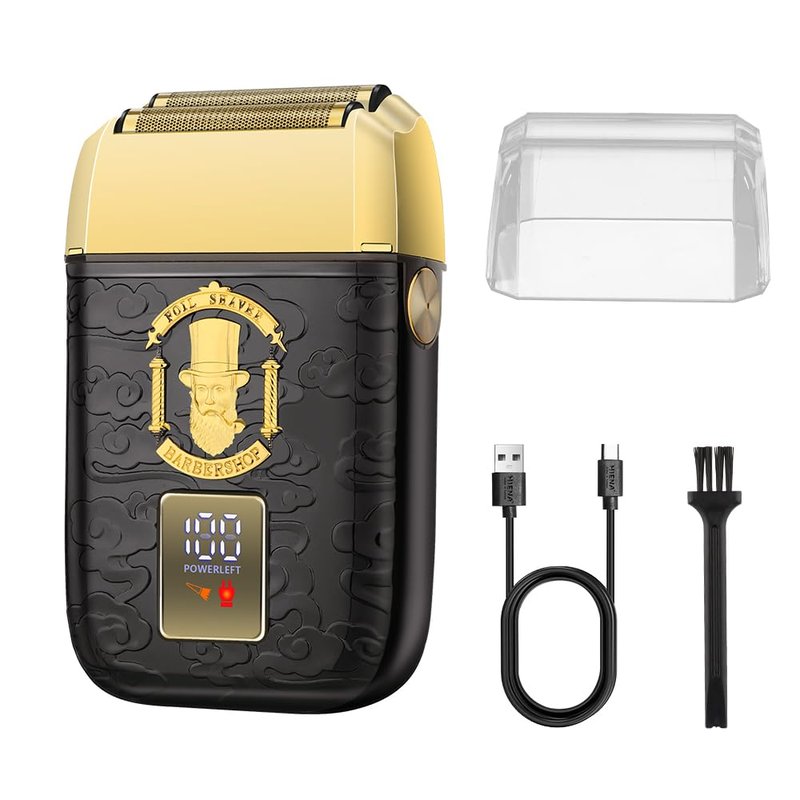 HIENA PRO Professional Foil Shaver for Men, Double Electric Foil Trimmer, Cordless Bald Head Precision Trimmer, Electric Razor, Rechargeable with USB, Gifts for Men (BGGM)