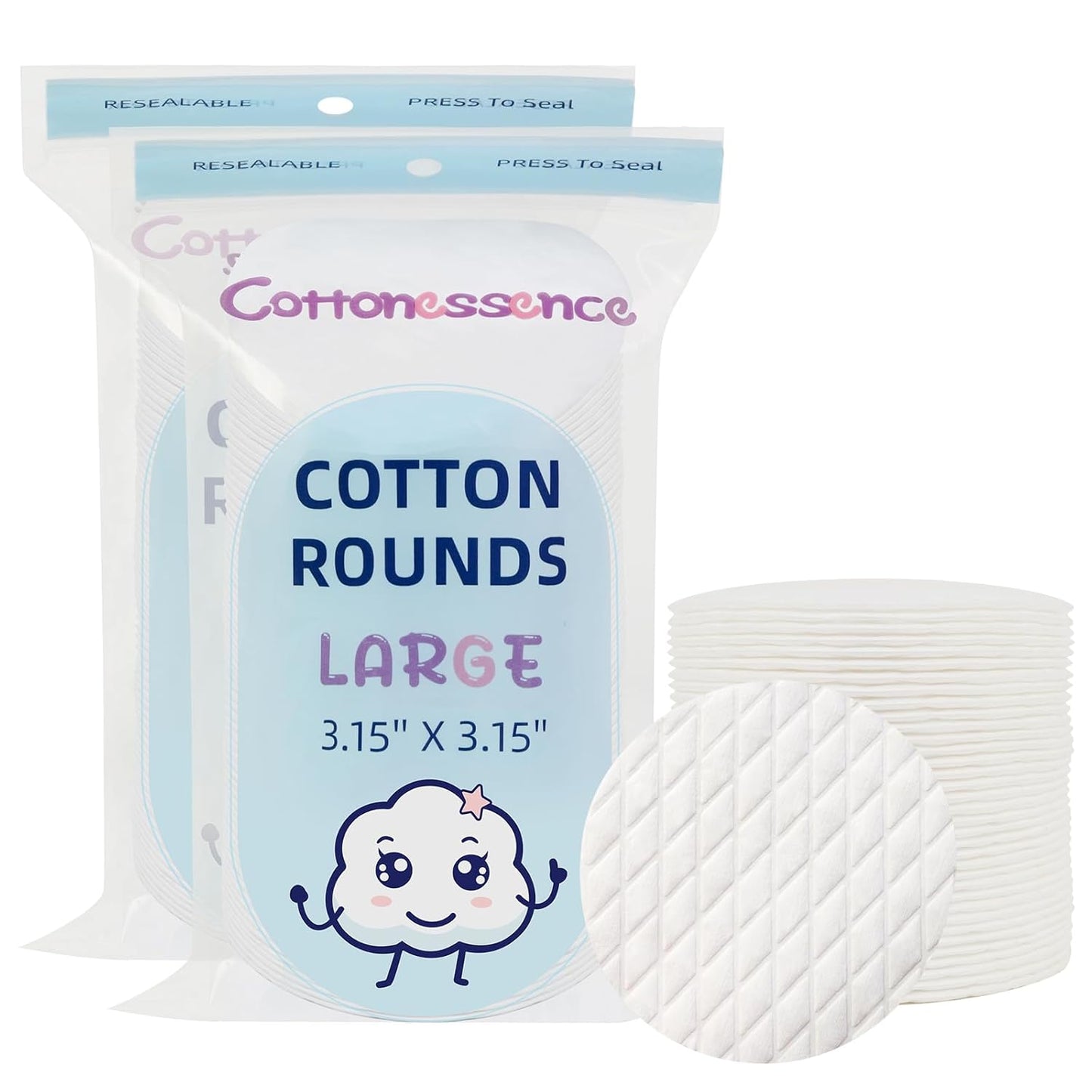 Premium Cotton Rounds - 120 Count Makeup Remover Pads | Soft, Lint-Free, 100% Cotton for Face & Nails