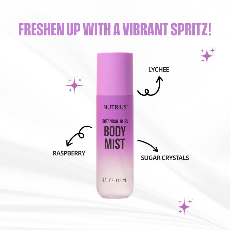 Nutrius Body Mist - Botanical Bliss Scent | Hydrating Vegan Fragrance Spray, 4 Fl Oz