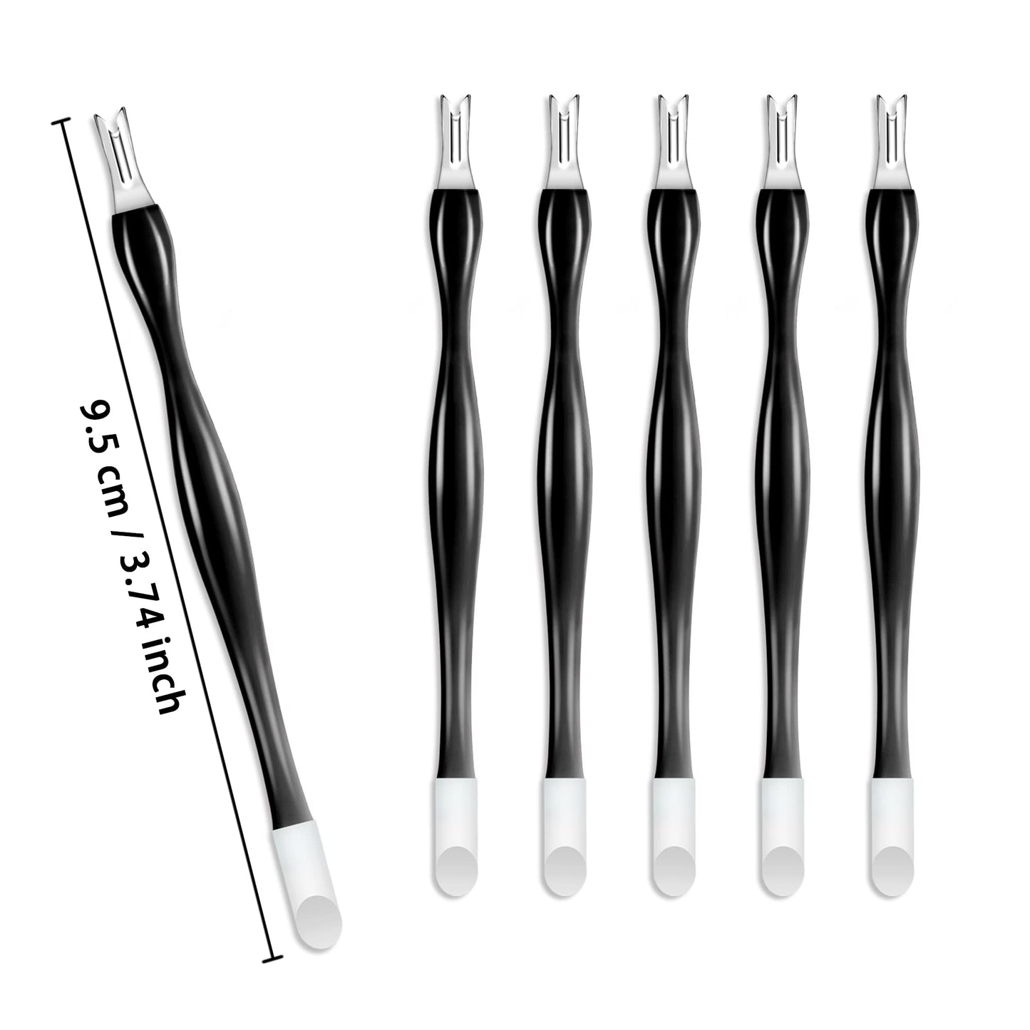 Allstarry 30 Pieces Nail Cuticle Trimmer Remover Rubber Nail Cleaner Double Head Dead Skin Cuticle Knife Removal Fork Plastic Handle Cuticle Pusher Nail art Tools for Girls Women and Men - Black