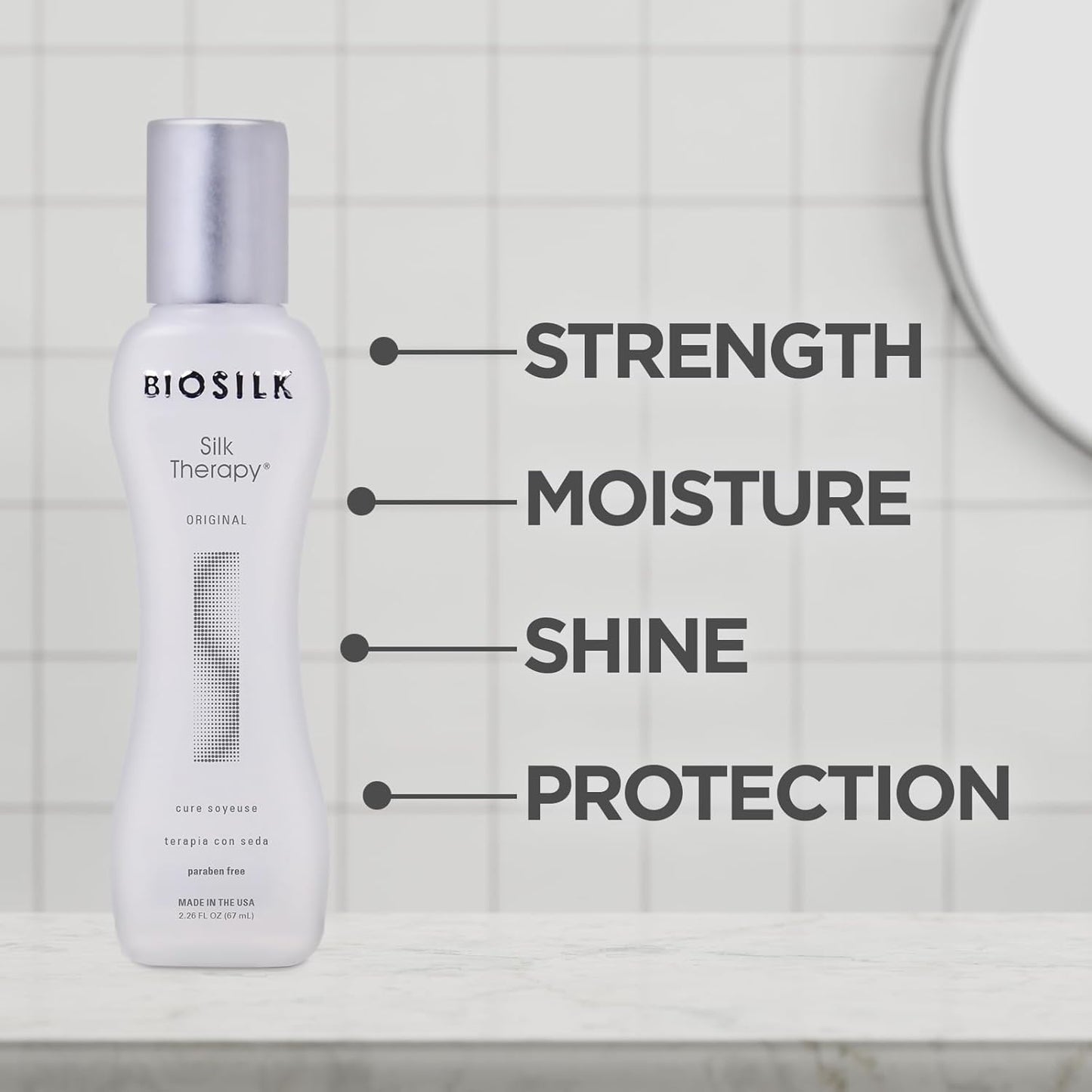 BioSilk Silk Therapy Leave-In Hair Treatment - Reconstructs, Adds Shine & Smooths | 2.26 Oz