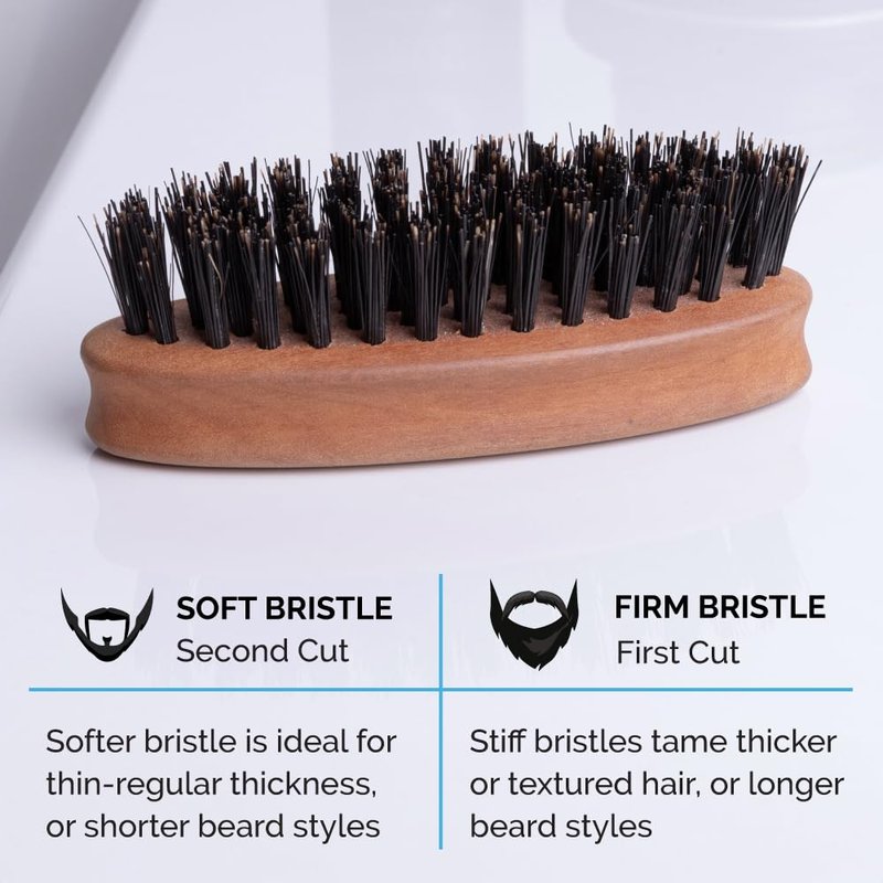 ZEUS Pocket Beard & Mustache Brush for Men, Travel Size Grooming Tool with Firm & Stiff Boar Hair Bristles for Beard Styling & Detangling (Made in Germany) N91
