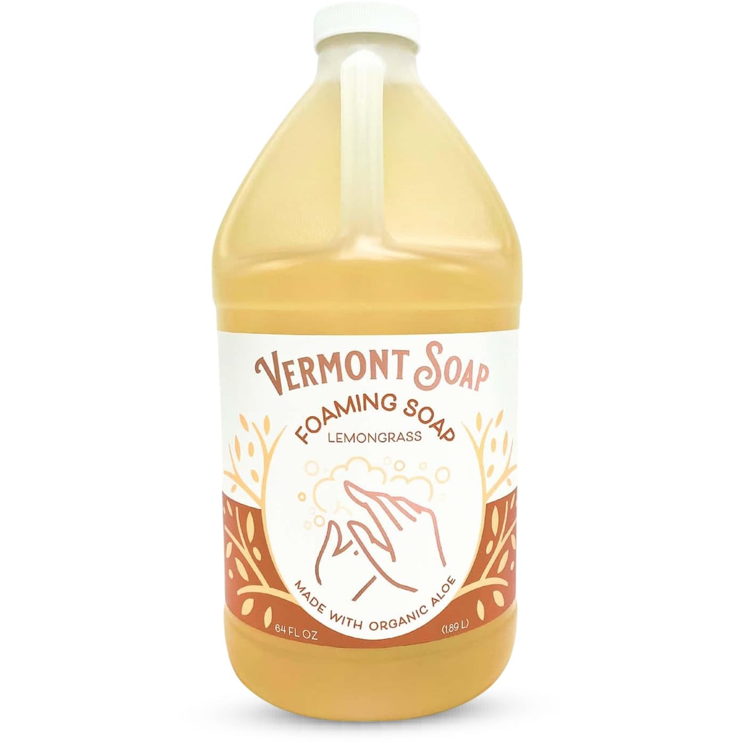 Vermont Soap Organic Unscented Foaming Hand Soap - Natural Moisturizing Liquid Soap for Dry Skin | 64 oz