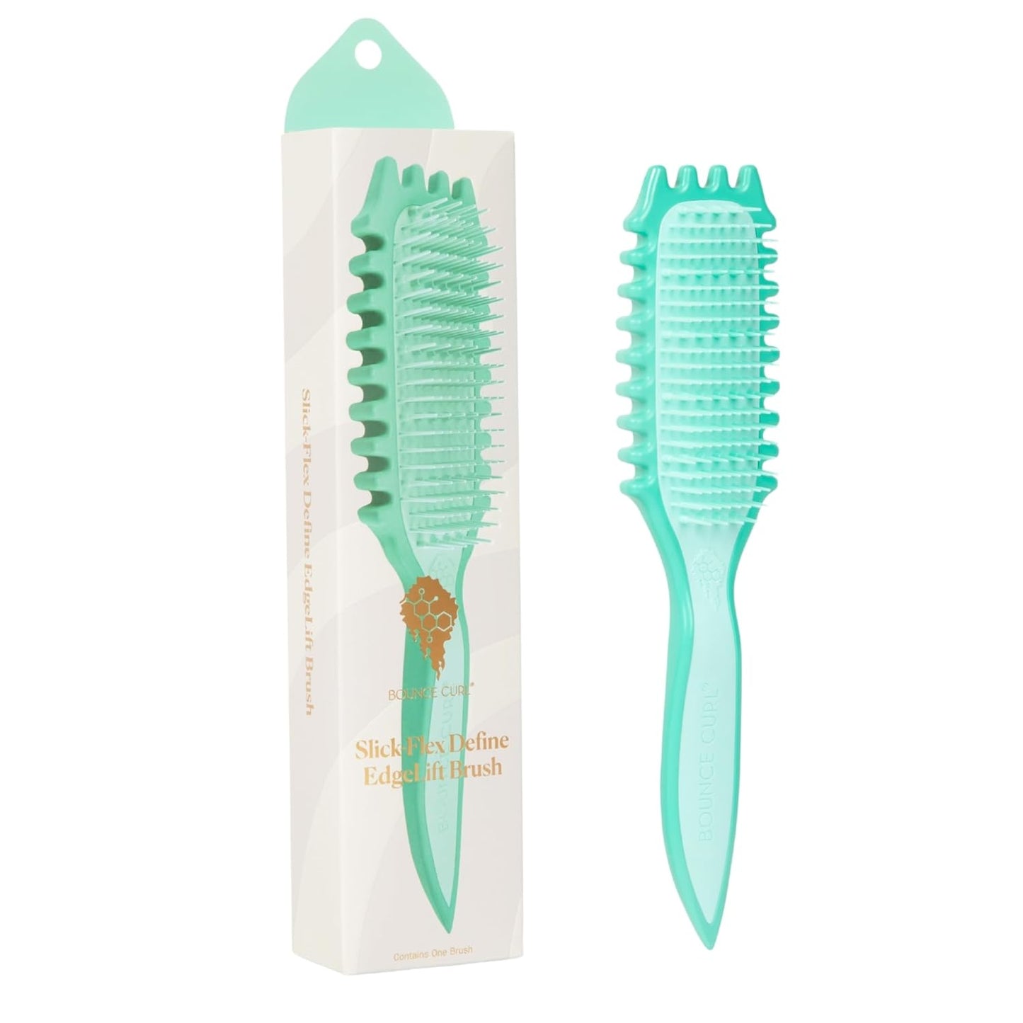 Bounce Curl EdgeLift Brush - Define & Detangle Curly Hair | Soft Flexible Bristles for Fine or Bleached Hair - Teal