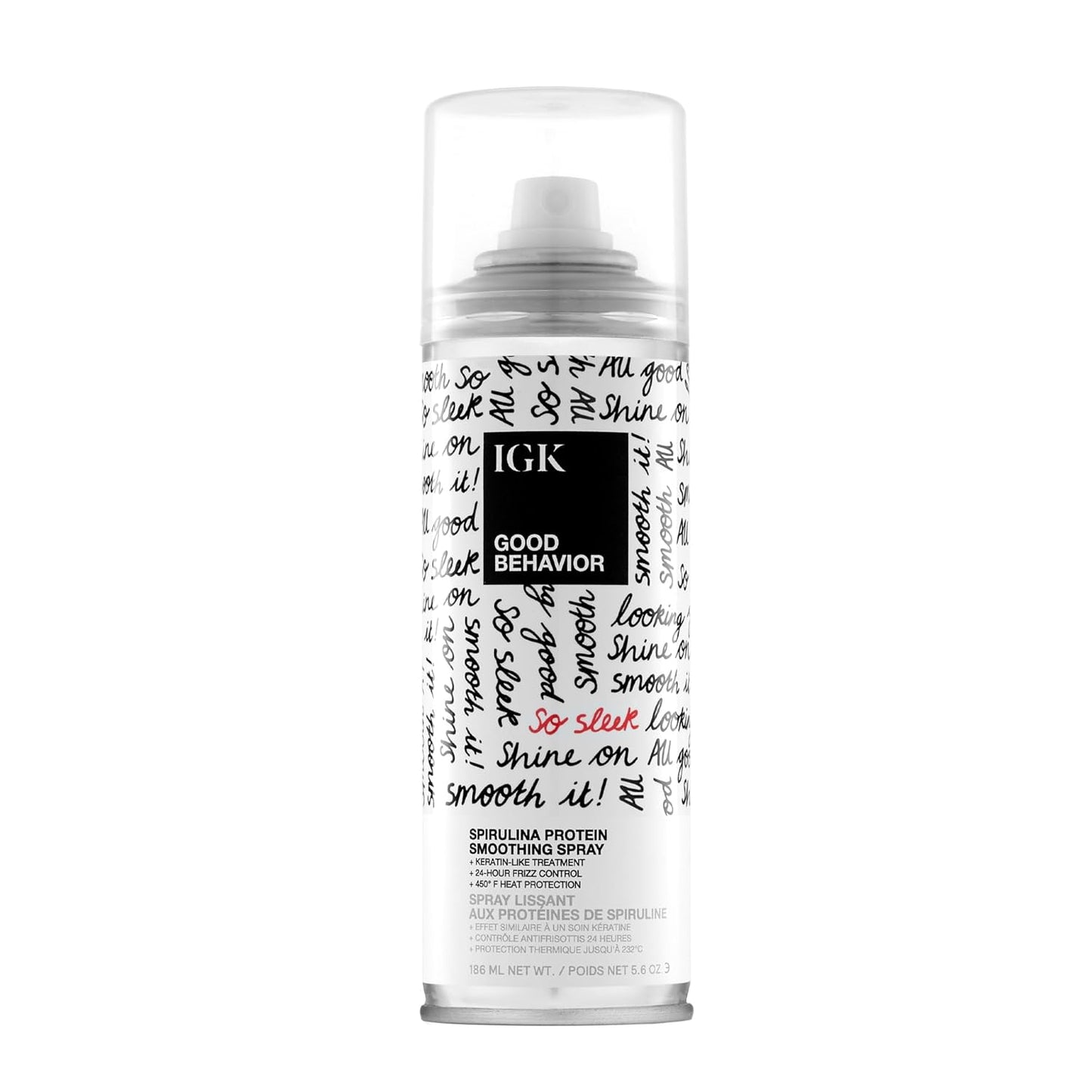 IGK Good Behavior Spirulina Protein Smoothing Spray - 4-Day Frizz Control & Heat Protectant | Vegan, 5.6 Oz