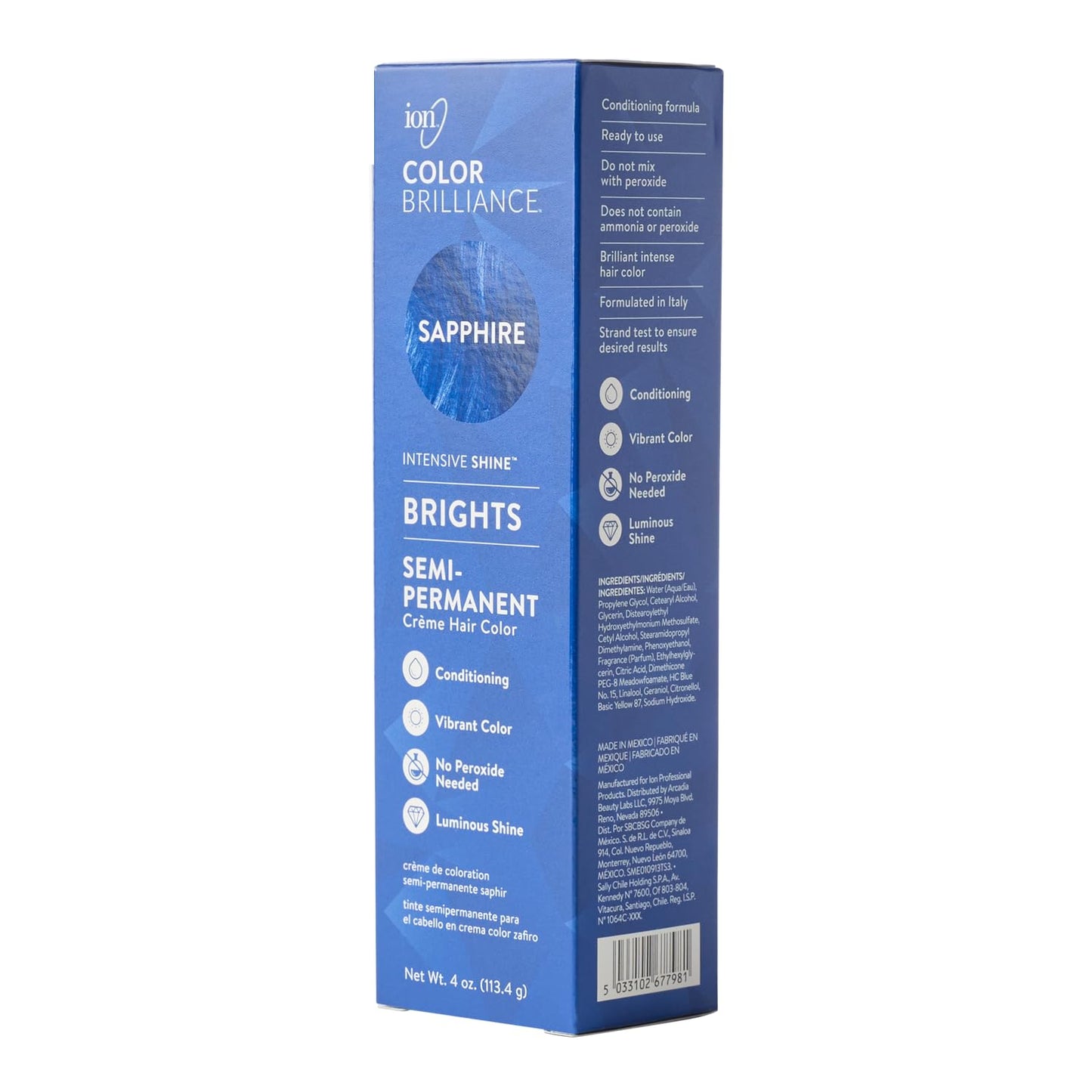 Ion Semi-Permanent Brights Hair Color - Vibrant Sapphire Shade | Long-Lasting Formula