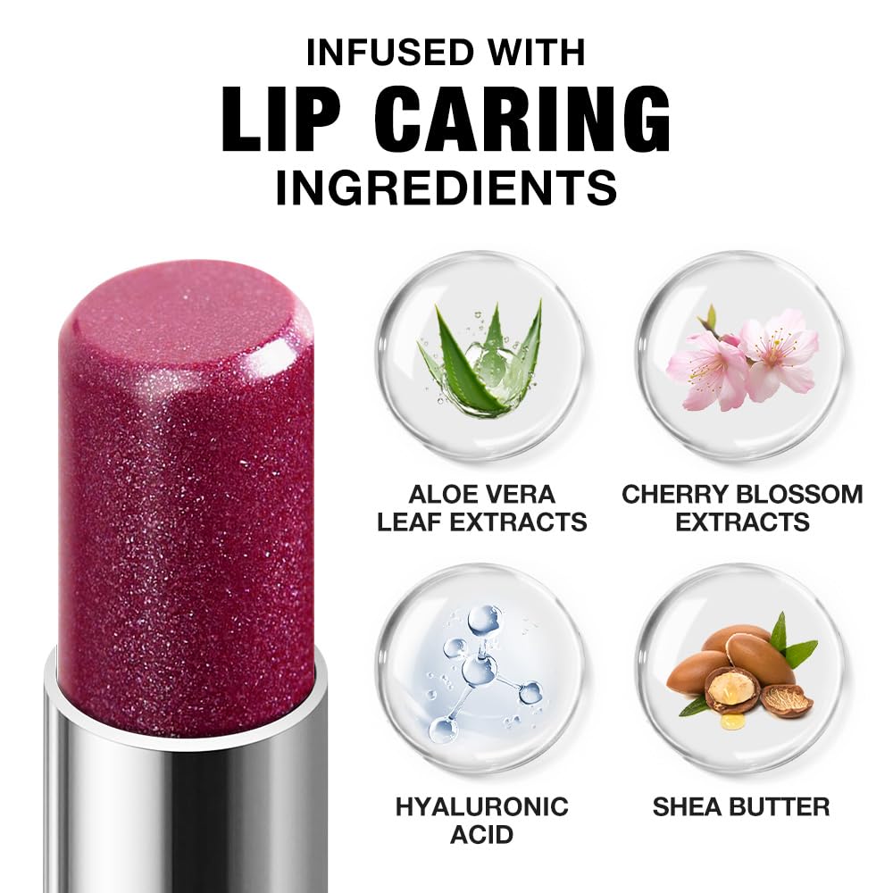 Mauve Pink Shimmer Metallic Moisturizing Glow Plumping Lipstick Makeup, Lipstick with Metallic 3D Shine Lightweight Hydrating Formula, Glitter Lip Gloss Stain Long Lasting Waterproof (07#Mauve Pink)