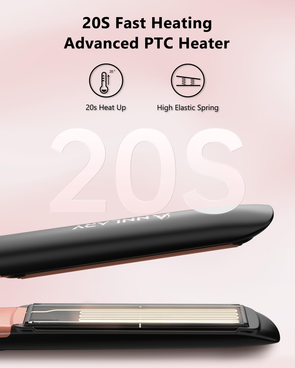 Annlary Hair Straightener | 1 Inch 2-in-1 Flat Iron & Curler - Titanium Ceramic, Ionic Dual Voltage for Smooth, Frizz-Free Hair