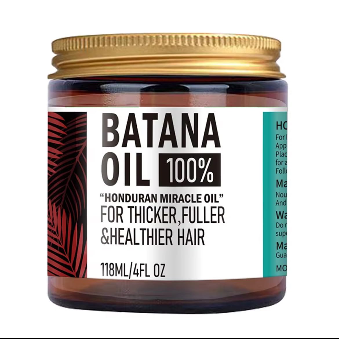 Honduran Batana Oil - 100% Natural Miracle Oil for Hair Growth | Thicker, Fuller Hair Treatment - 4 fl oz