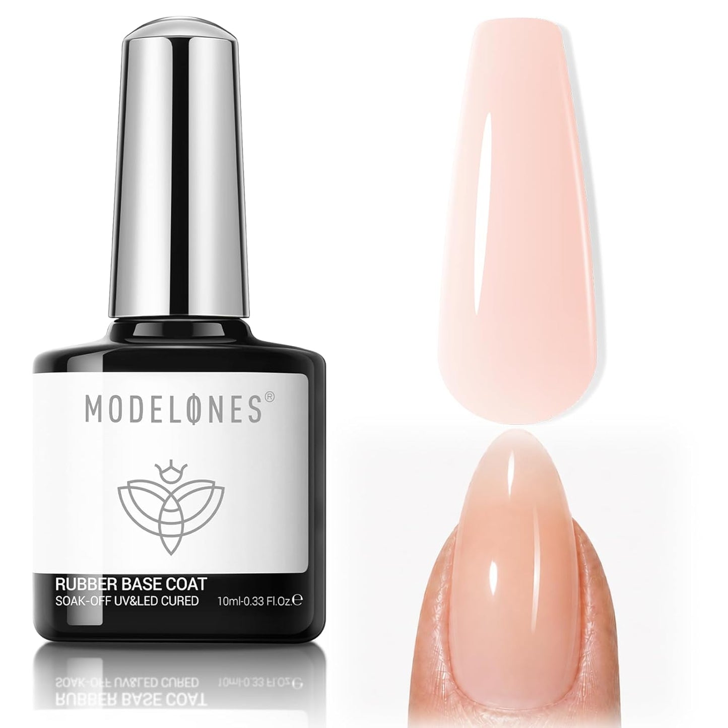 Modelones Builder Rubber Gel Base Coat - Nude Pink Glitter Nail Polish for Strengthening and Apex Building | Long-Lasting UV Manicure