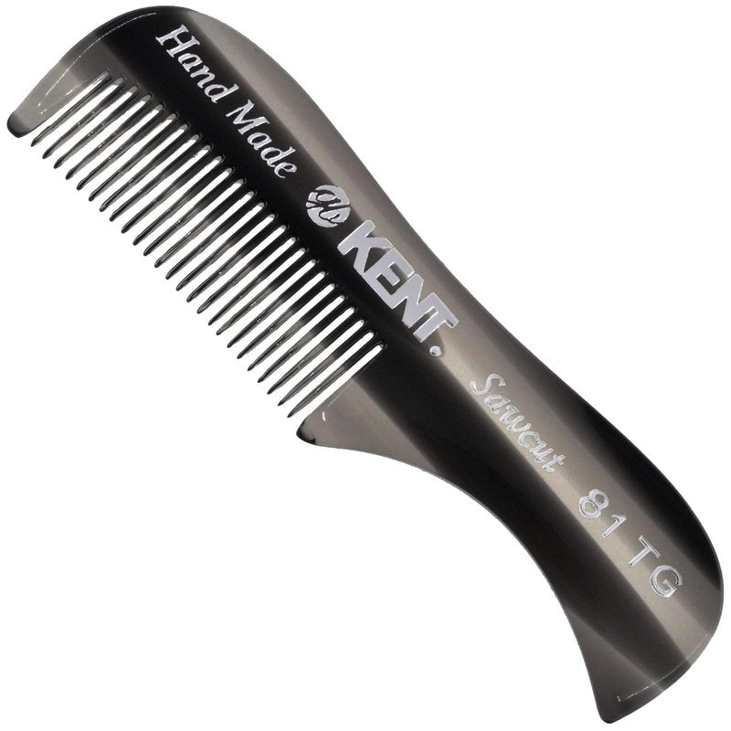 Kent A 81T Black Graphite X-Small Gentleman's Beard and Mustache Pocket Comb, Fine Toothed for Grooming and Styling. Saw-cut of Cellulose Acetate, Hand Polished. Hand-Made in England