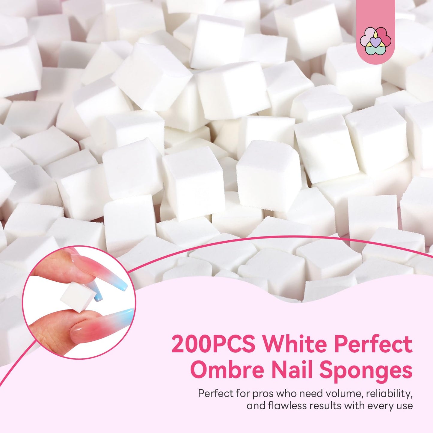 SAVILAND 200PCS Nail Sponges for Ombre: Soft Nail Art Sponges With Grabbing Pen Ombre Sponge French Tip Tool Professional Nail Art Kit Accessories Supplies for Aura Gradient Blooming Nails