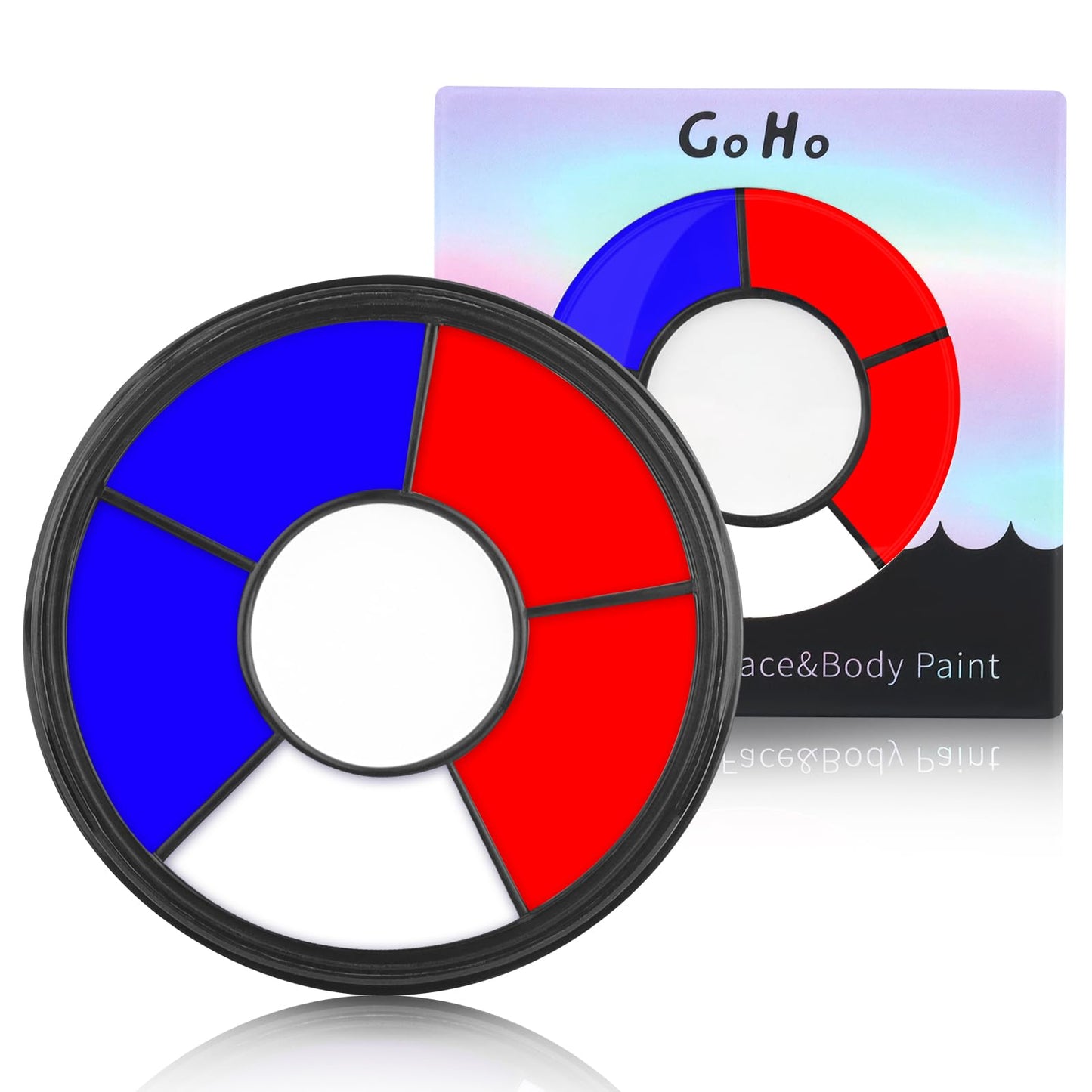 Go Ho Red White and Blue Face Paint Palette,Washable Patriotic Face Body Paint,4th of July Accessories, Face Painting Kit for Independence Day 250 Anniversary USA Face Makeup