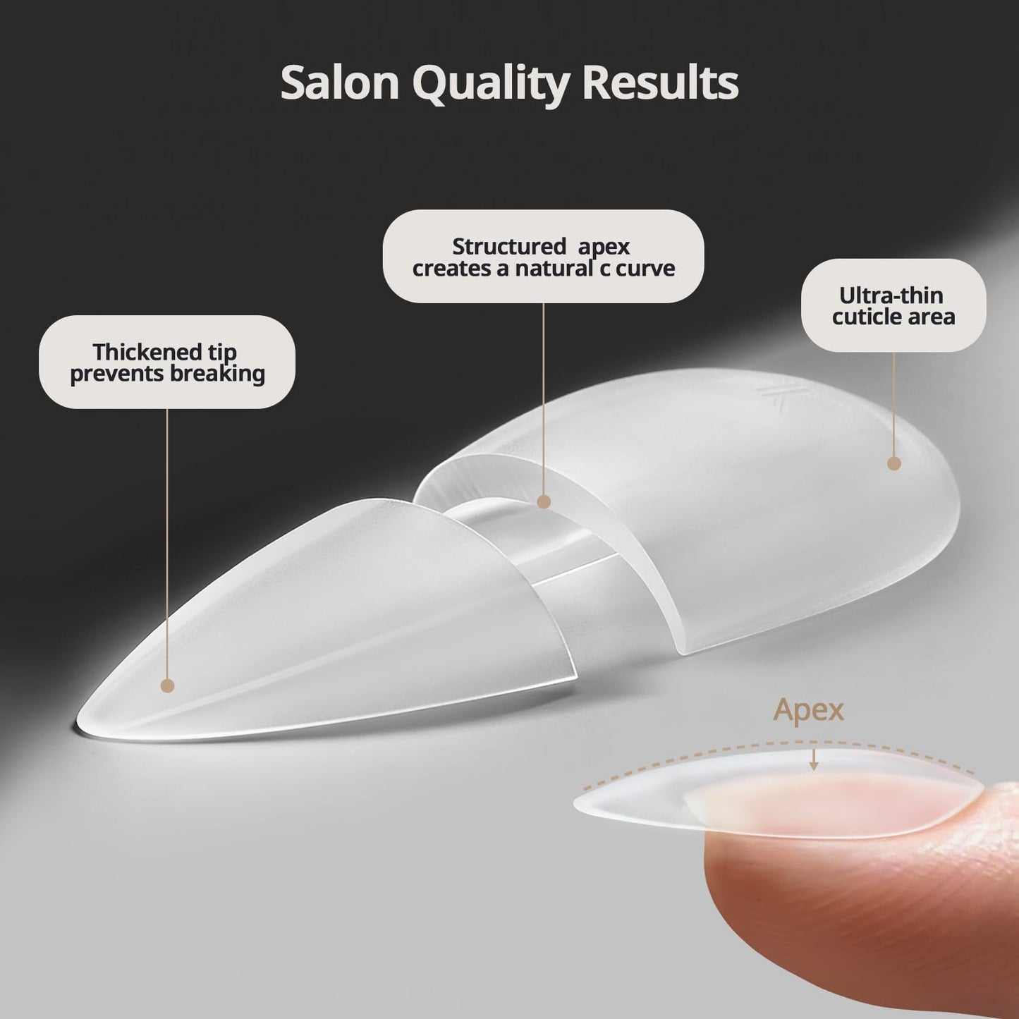 BTArtboxnails XCOATTIPS Clear Soft Gel Long Stiletto Nail Tips - 16 Sizes, Double Sided Pre-etched, Pre-shaped, Easy-to-Apply, Soak Off, Salon Quality Value at Home, 160 Fake Nails