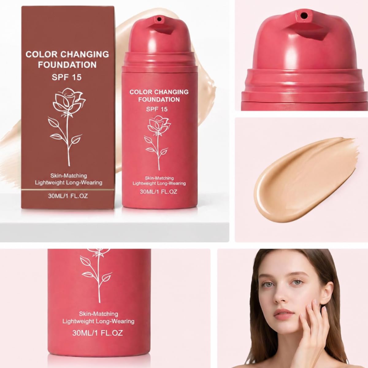 Korean Color Changing Foundation – Hydrating Adaptive Foundation for Mature Skin, Lightweight Coverage for Smooth, Even-Looking Finish (1 Pack)