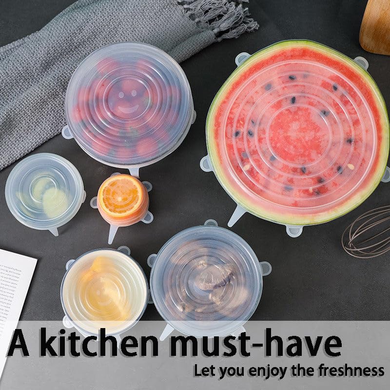 Silicone Stretch Lids Set - 6 Reusable Food Storage Covers, 4.53in